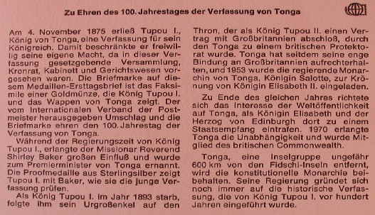 1975-001 TONGA VERFASSUNG ERSTTAGSBRIEF